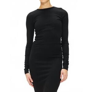 NEW ETERNE cropped ribbed fitted top in black